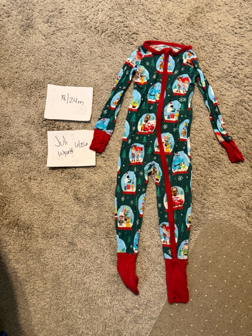 Little Sleepies Disney Pixar Kids Holiday Snow Globe One-Piece Pajamas